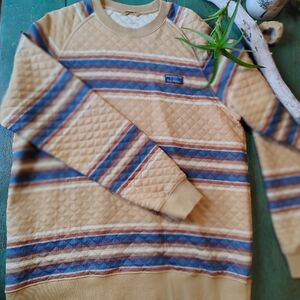 L.L. Bean Men's Quilted Striped Mustard Sweater